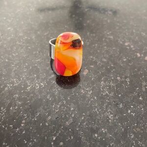Vintage  glass ring  with adjustable band